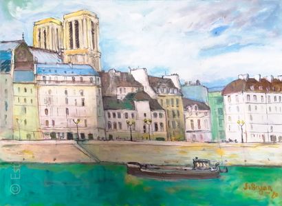 Serge BAJAN (né en 1936) Paris, île de la cité, Notre Dame

Acrylique sur toile signée,...