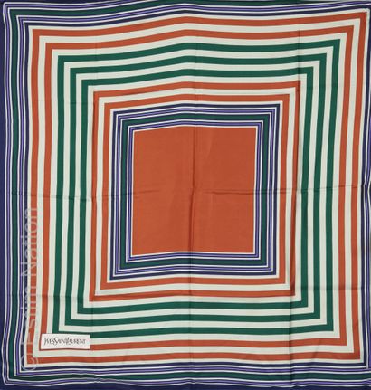Yves Saint LAURENT SILK SQUARE with a geometrical pattern (minor soiling)