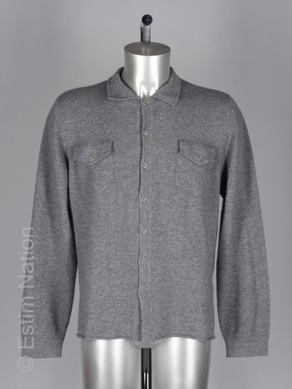 KUJTEN CARDIGAN POLO en cachemire gris (T XL) (petites usures)