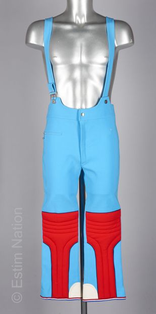 GROSSO MARTIN CREATIONS ANNECY SPORT, ANONYME Blue and red quilted ski pants (size...