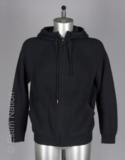 KUJTEN Black ribbed cashmere hoodie SWEATER (T L) (pilling)
