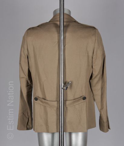 SANDRO Jacket in taupe cotton, four pockets, martingale in the back (T XL) (dirt...