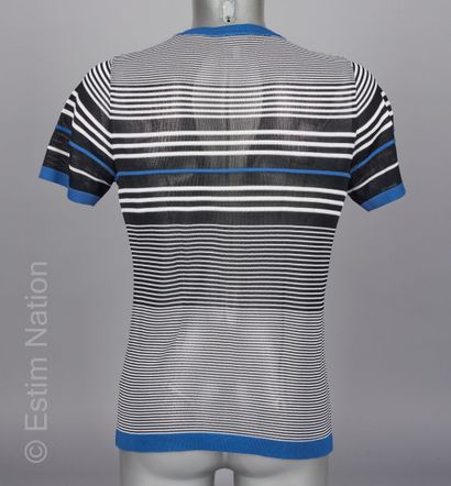 VERSACE JEANS COUTURE TEE SHIRT in striped viscose knit, slightly translucent (T...