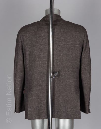 BRUNELLO CUCCINELLI BLAZER in wool, silk, linen and cashmere mottled brown and beige,...
