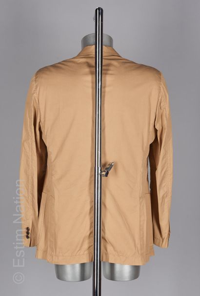 PRADA Camel cotton jacket, three pockets, horn buttons (T 52R)