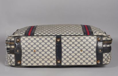 GUCCI vintage Suitcase in blue and beige GG supreme coated canvas, navy box, two-tone...