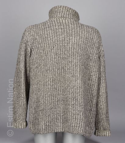 ZILLI PULL OVER en épais tricot cachemire beige et noir à col roulé (env T XXL) (salissures,...