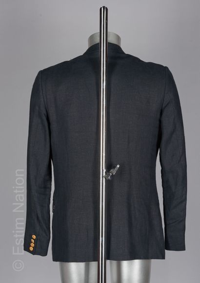 DOLCE & GABBANA JACKET "MARTINI" in black linen, two golden metal buttons showing...