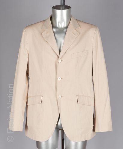 Loro PIANA Jacket in beige cotton, three buttons, three pockets (S 52)