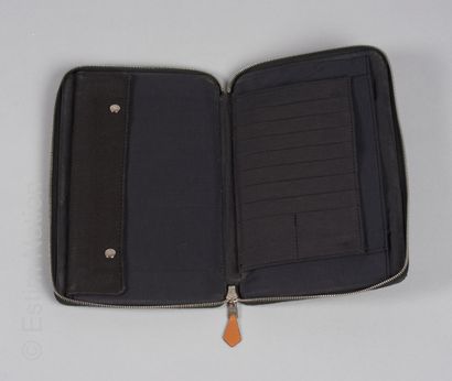 HERMES Paris POCKET companion "TOTO" in gray canvas embellished with a card holder...