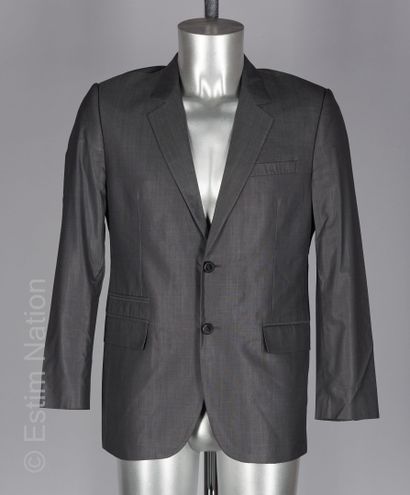 GIVENCHY, KENZO Jacket in grey wool satin (S 48), Jacket in black wool with grey...