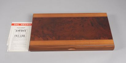 DAL NEGRO BACKGAMMON GAME in cedar, pine and palm wood inlaid with its accessories...