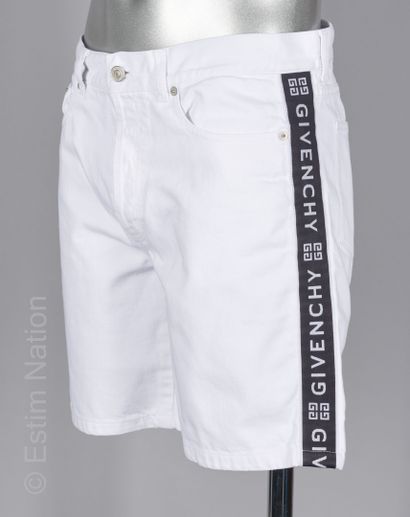 GIVENCHY White denim shorts with logo band (W 32)
