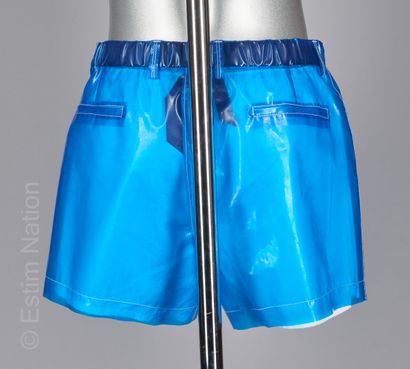 GILLES MARE N°21 Blue polyurethane and white cotton bi-material bathing shorts (S...
