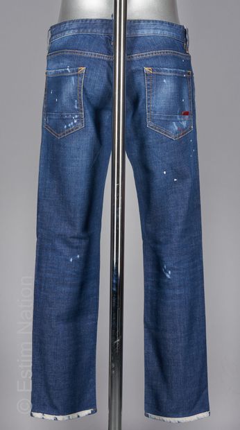 Dsquared2 Blue denim jeans with holes applied with dripping (S 50)