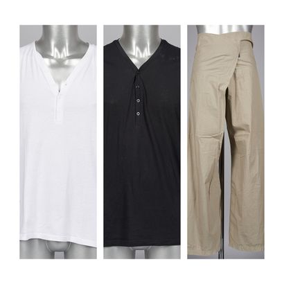 EMPORIO ARMANI, ARMANI EXCHANGE PANTALON d'extérieur en coton beige agrémenté de...