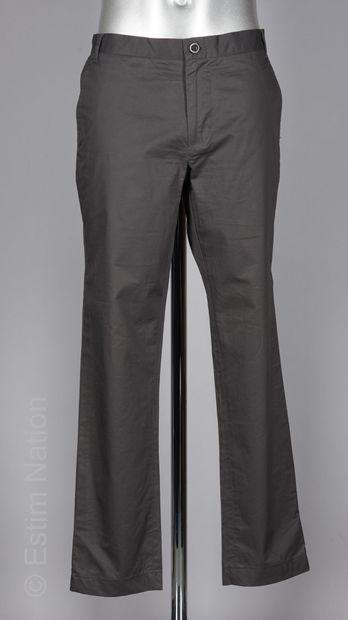 DKNY PANTALON droit en coton anthracite légèrement enduit (W 34 R)