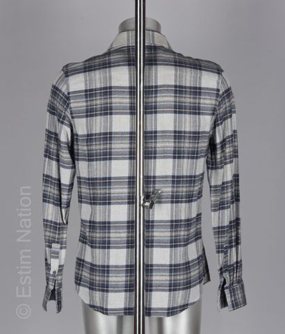GIVENCHY Shirt in scratchy cotton with blue and grey checks (S 15 3/4/40)