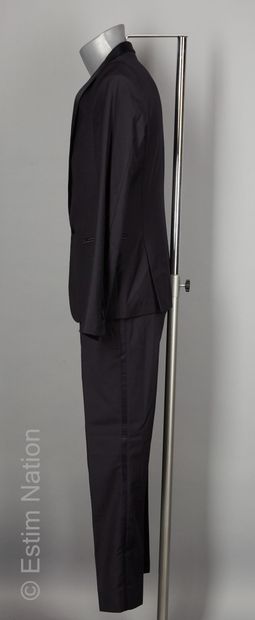 The KOOPLES Tuxedo-inspired suit in navy wool, fine satin collar (S 46)