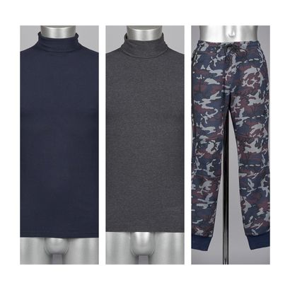 NIKE, INTIMISSIMI camouflage outerwear pants (T M), TWO turtleneck sweaters in navy...