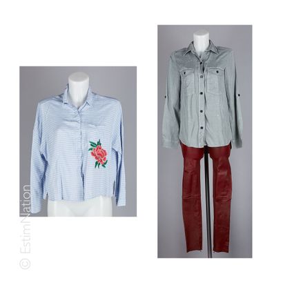 NESHAMANH'N PARIS, ZARA, JOHANNA PANTALON en simili cuir rouge (T 34), CHEMISE kaki...