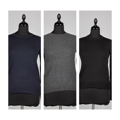 UNIQLO CINQ PULL OVER en lainage, cachemire ou coton gris, marine et noir (T XS et...