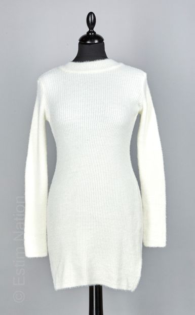 ZARA SET in wool and polyester including a long black ribbed dress, a long white...