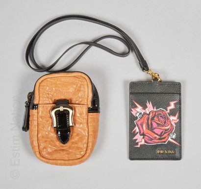 PRADA (2019), FENDI CARD HOLDER with rose printed saffiano leather strap (new condition,...