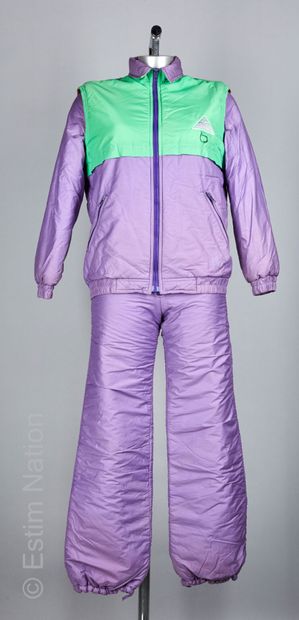 DANIEL HECHTER VINTAGE ENSEMBLE comprenant un blouson et une combinaison de ski violet...