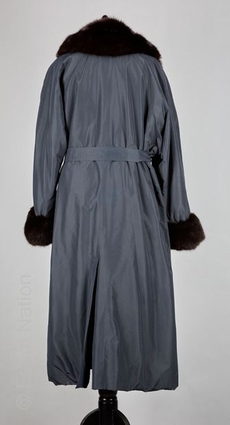 CHRISTIAN DIOR PELISSE in stormy polyester, lining in black castorette, collar and...