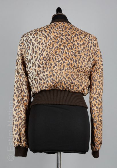 D&G DOLCE & GABBANA BLOUSON in spotted polyamide decorated with chocolate ribbed...