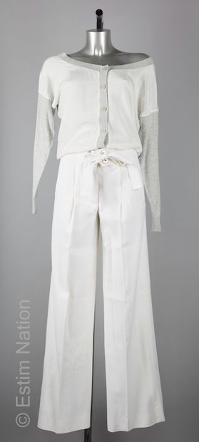 CHLOE (COLLECTION PRINTEMPS-ETE 2007), IKKS PANTALON LARGE en coton blanc, taille...