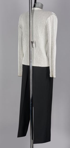 CELINE, ARMANI VINTAGE PANTALON large à fourche basse en laine noire (env T M), CARDIGAN...