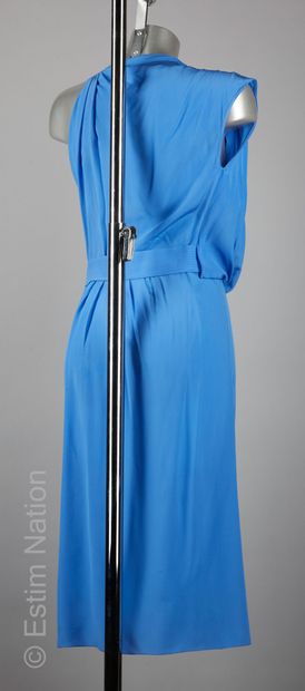 VIONNET ROBE en soie bleue, bretelles asymétriques, corsage croisé (T 42 IT soit...