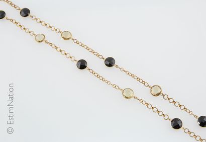 SAUTOIR VERMEIL , ONYX ET CITRINES Long necklace in vermeil (925 thousandths) with...