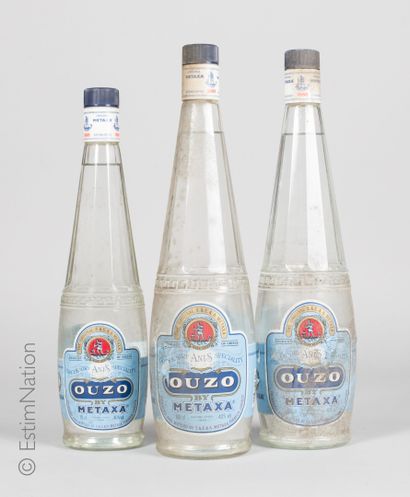 DIVERS 3 bouteilles : 2 Ouzo by Metaxa (Green dry Anis Specialty) (40% vol. / 100cl),...