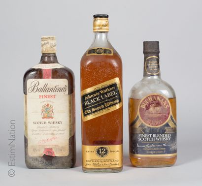 Whisky 3 bouteilles : 1 Ballantine's Scotch Whisky (43% vol. / 1L), 1 Whisky Johnnie...