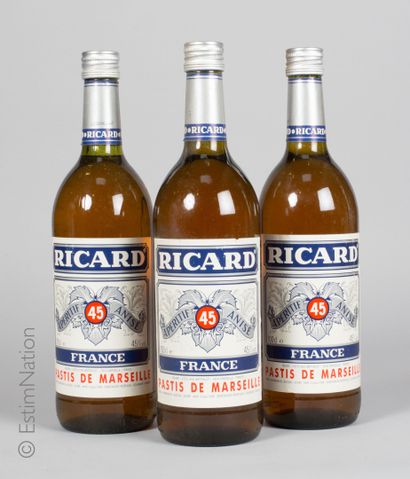 DIVERS 3 bouteilles Pastis Ricard France

(45% vol. / 100cl) (e. f, lm)