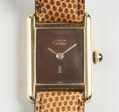 CARTIER - TANK MUST Lady's watch in vermeil 800 thousandths with mechanical movement...