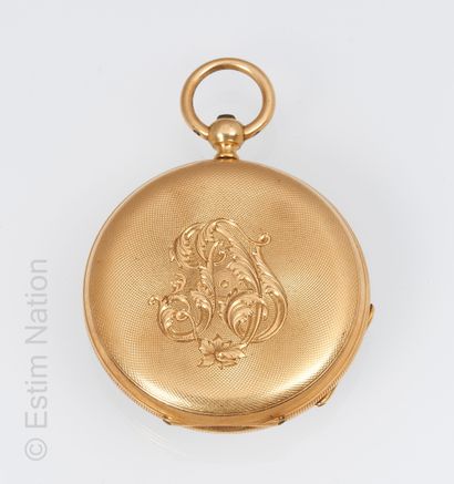 LEROY MONTRE OR. VERS 1900 Leroy. Pocket watch in 18K yellow gold (750°/00). White...