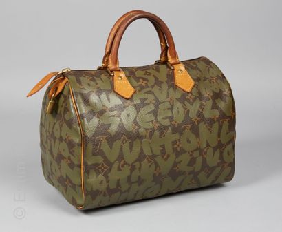 LOUIS VUITTON X STEPHEN SPROUSE (2001) SAC "SPEEDY" en toile Monogram Graffiti et...