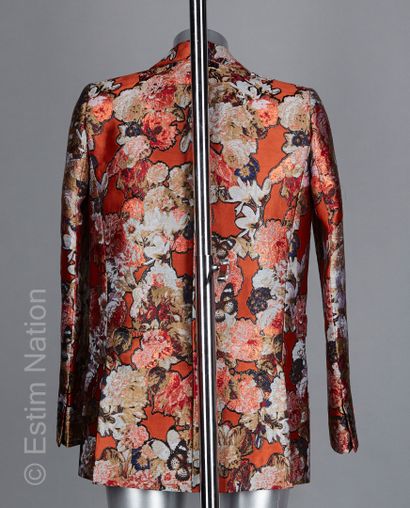 GIVENCHY (2015) JACKET in brocaded polyester and tangerine silk with an important...