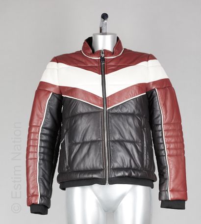 BASH BLOUSON en agneau tricolore d'inspiration motard, deux poches zippées (T 1)...