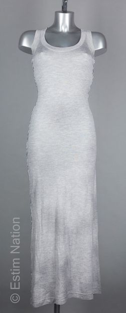 FENDI, M MISSONI LONG DRESS in cashmere knit and silk gray trimmed with a beehive...