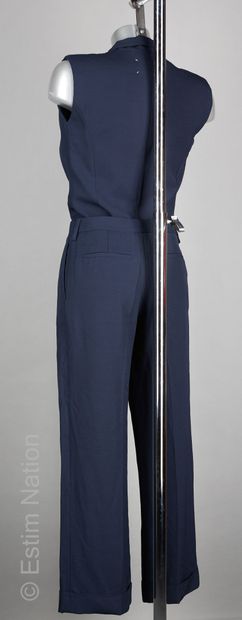 MAISON MARTIN MARGIELA LIGNE 4 COMBINAISON PANTALON en crêpe de laine marine, fin...