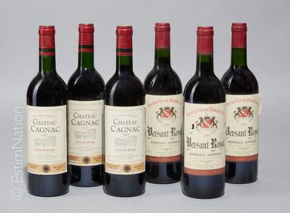 BORDEAUX 
6 bouteilles : 3 Versant Royal 1997 Bordeaux, 3 Château Cagnac1997 Côtes...
