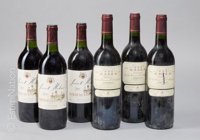 BORDEAUX 6 bouteilles : 3 Château de la Cour d'Argent 1998 Bordeaux, 3 Saint Helme...