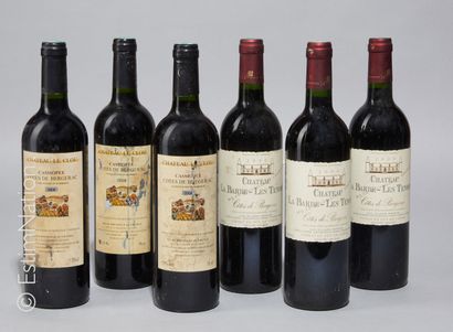BORDEAUX 6 bouteilles : 3 Château La Barde-les Tendoux 2000 Côtes de Bergerac, 3...