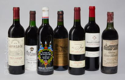 BORDEAUX 6 bouteilles Bordeaux Panaché 1985 à 2006 dont 1 Lalande de Pomerol, 1 Saint-Emilion,...