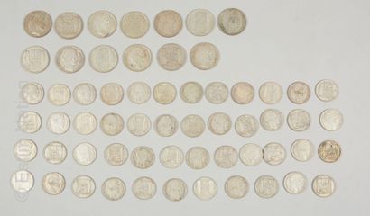 NUMISMATIQUE Ensemble de pièces de monnaies en argent 680/°° comprenant : 

- 10...